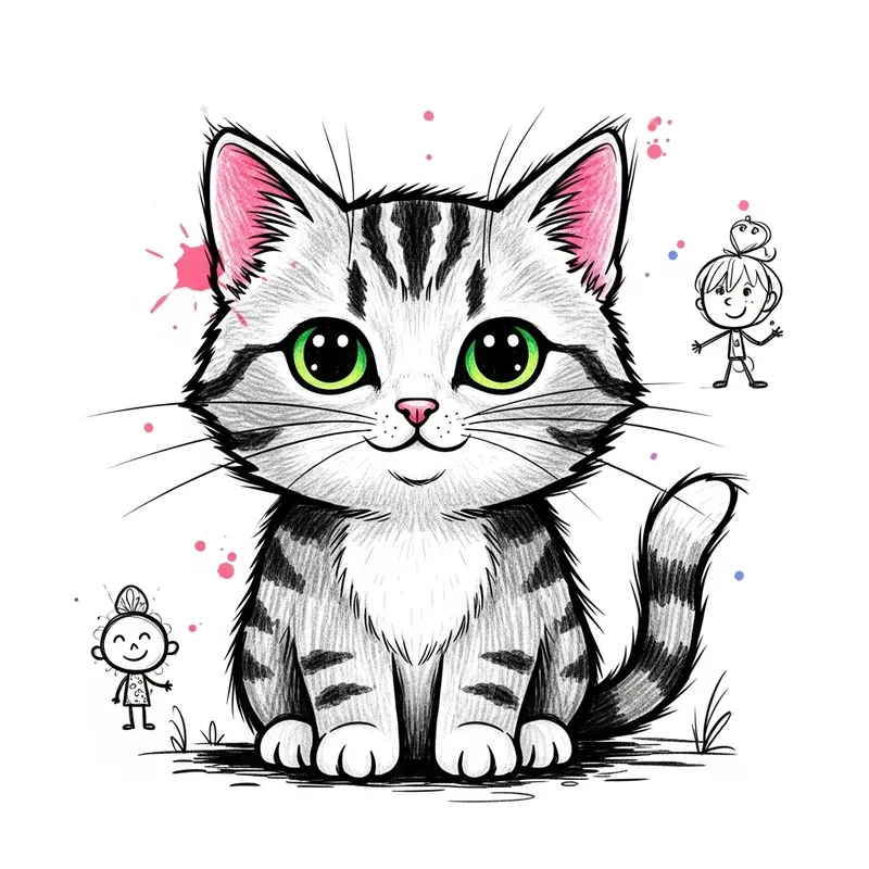 Adorable Child's Drawing of a Cat