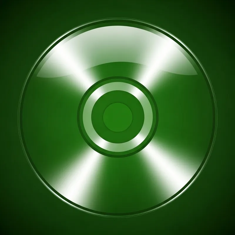 Verdant Green CD Icon: Symbol of Music & Data Storage