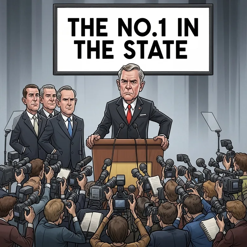 The No.1 in the State - Political Cartoon on Podium