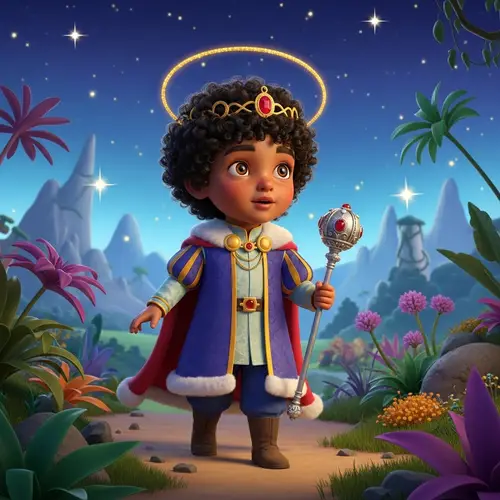 Regal Small Prince in Exotic Landscape