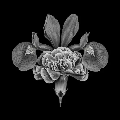 Detailed Monochrome Flower Photo | HDR Quality on Black Background