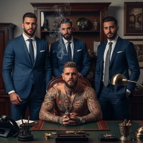 Captivating Portrait of Italian Family with Striking White Men