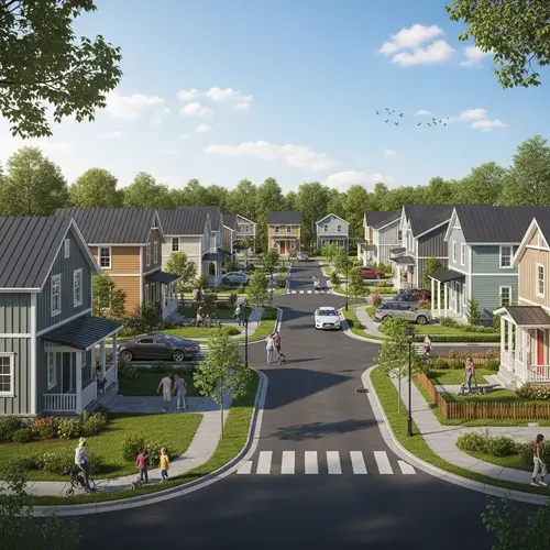 Serene Neighborhood with Distinctive Houses | Peaceful Community