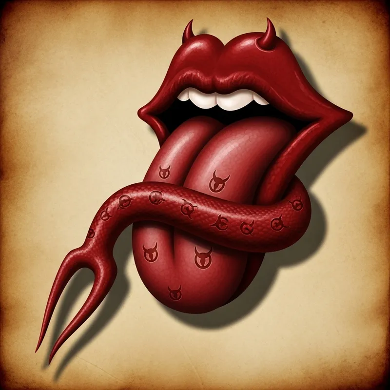Deceptive Red Snake-Like Tongue Art: Symbol of Dishonesty