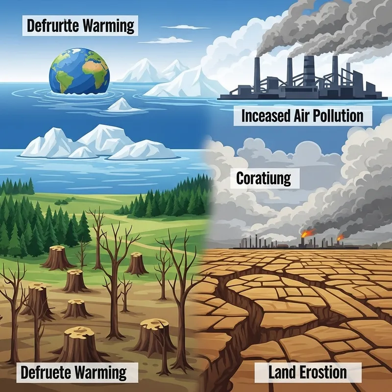 Illustration of Climate Change: Deforestation, Global Warming & More