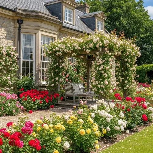 Beautiful House with Roses and Relaxation Space