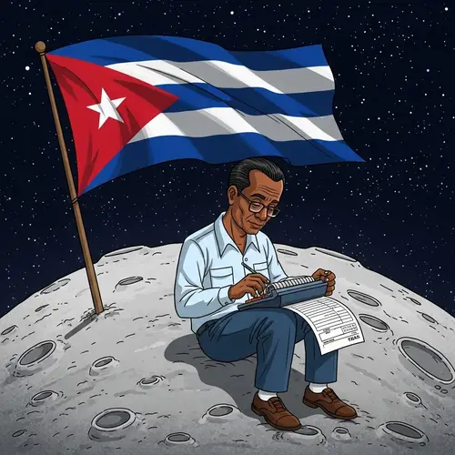 Cuban Man Calculating Taxes on the Moon | Unique Lunar Scene
