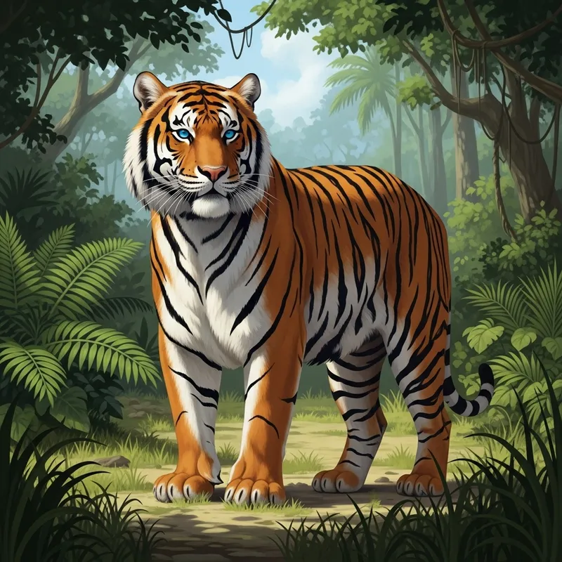 Blue-Eyed Tiger in Majestic Jungle