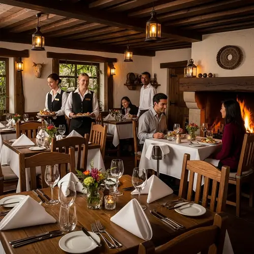 Cozy Restaurant Scene with Beautiful Decor and Diverse Patrons