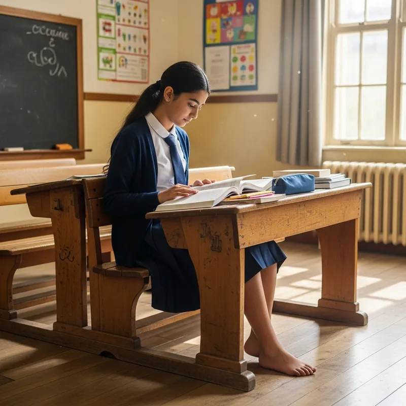 Enchanting Scene of Middle-Eastern Schoolgirl Studying