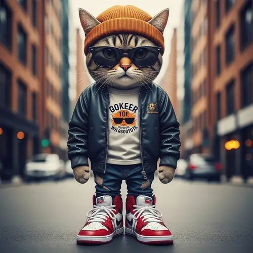 Fashionable Hipster Cat - Trendy High-Top Sneakers in Vibrant Colors