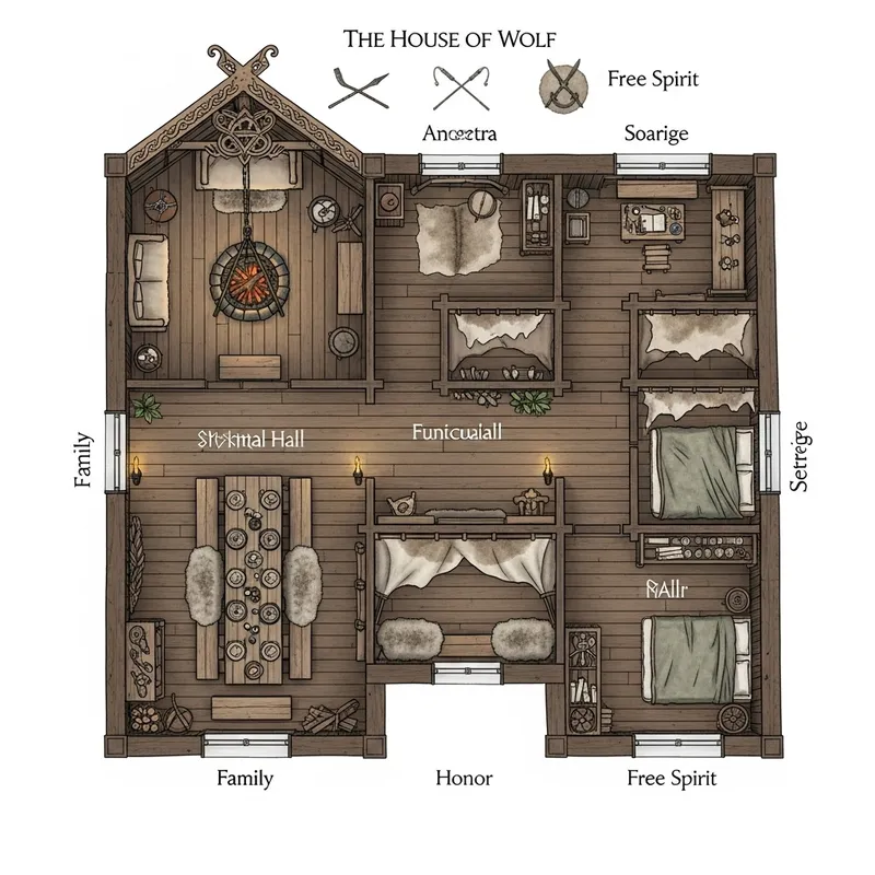 Viking Era House of Wolf: Family, Honor, Free Spirit Design