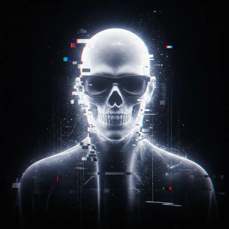 Ghost Skull Glitching Hacker - A Digital Apparition