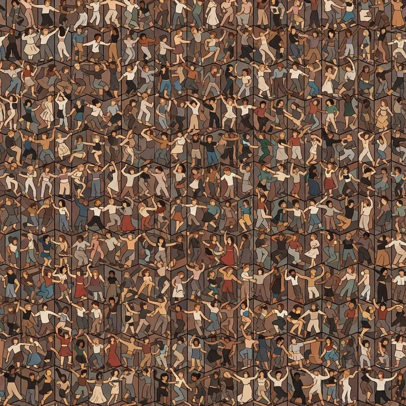 Dancing Figures Tessellation: Intricate Artwork