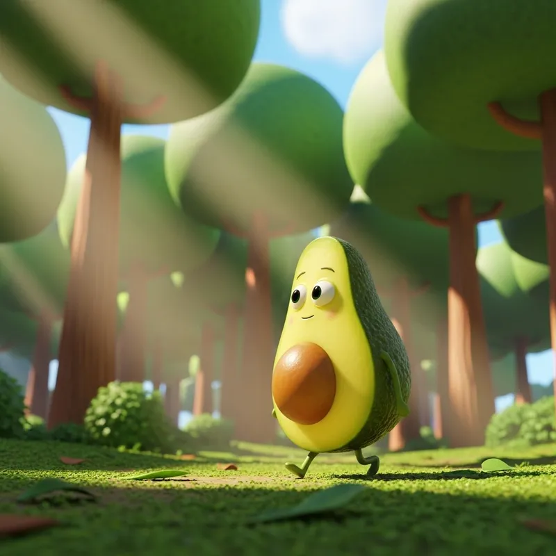 Yellow Avocado Forest Adventure - Pixar Style Yellow Avocado Forest Adventure - Pixar Style