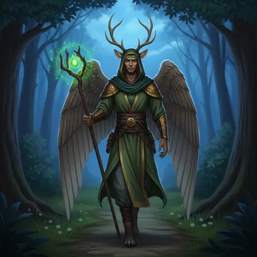 Mystical Forest Guardian with Animal Features