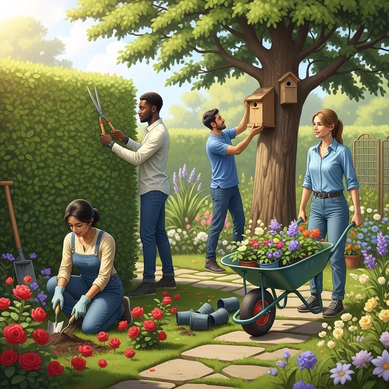 People Working in a Beautiful Garden