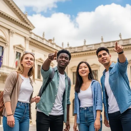 Multiethnic Students Touring Italy: Exploring Historical Architecture