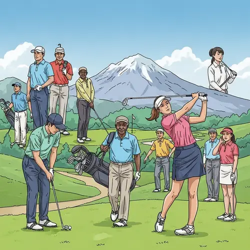 Diverse Array of Global Golf Players | Golfing Scene Artwork