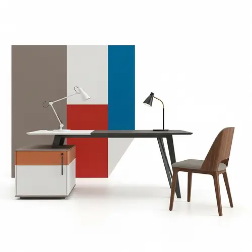 Modern Study Table with Chair - Sleek Design & Earth Tones