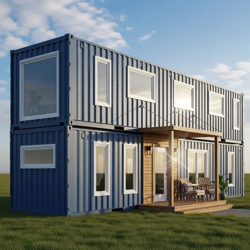 Modern Container House in Verdant Field | Recycled Shipping Containers Modern Container House in Verdant Field | Recycled Shipping Containers