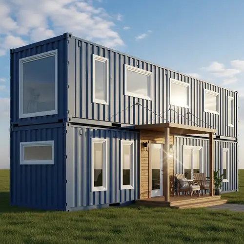 Modern Compact Container House in Lush Green Field