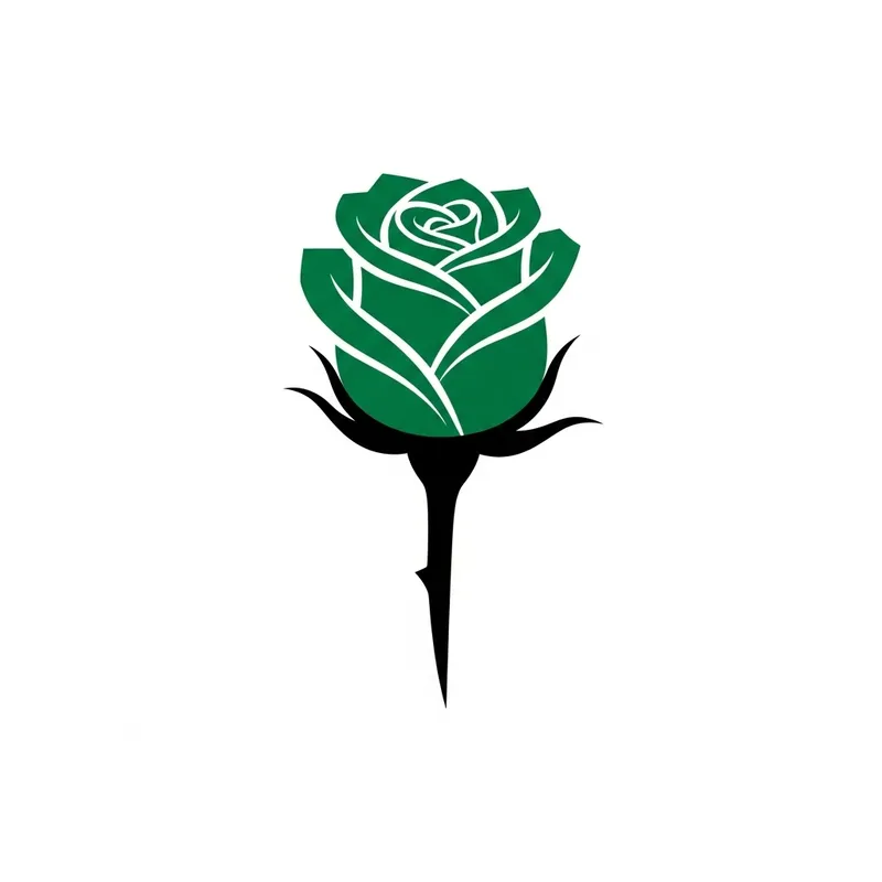 Rose Logo Design: Green and Black Profile Rose