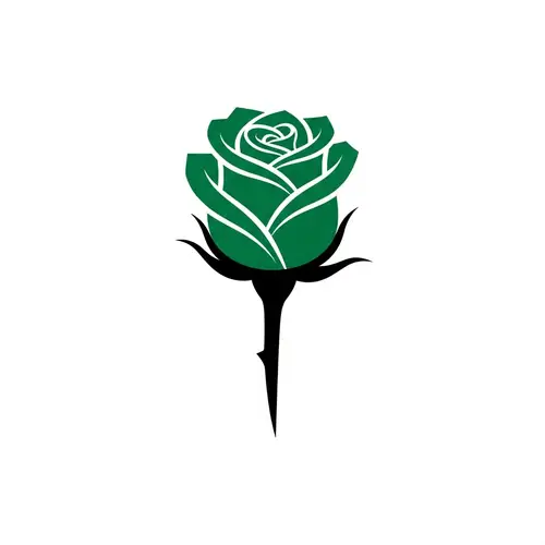 Rose Logo Design: Green and Black Profile Rose