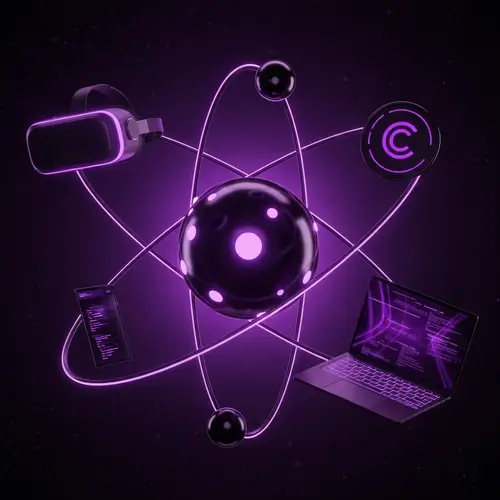 Futuristic Atom Design with VR and Tech Elements