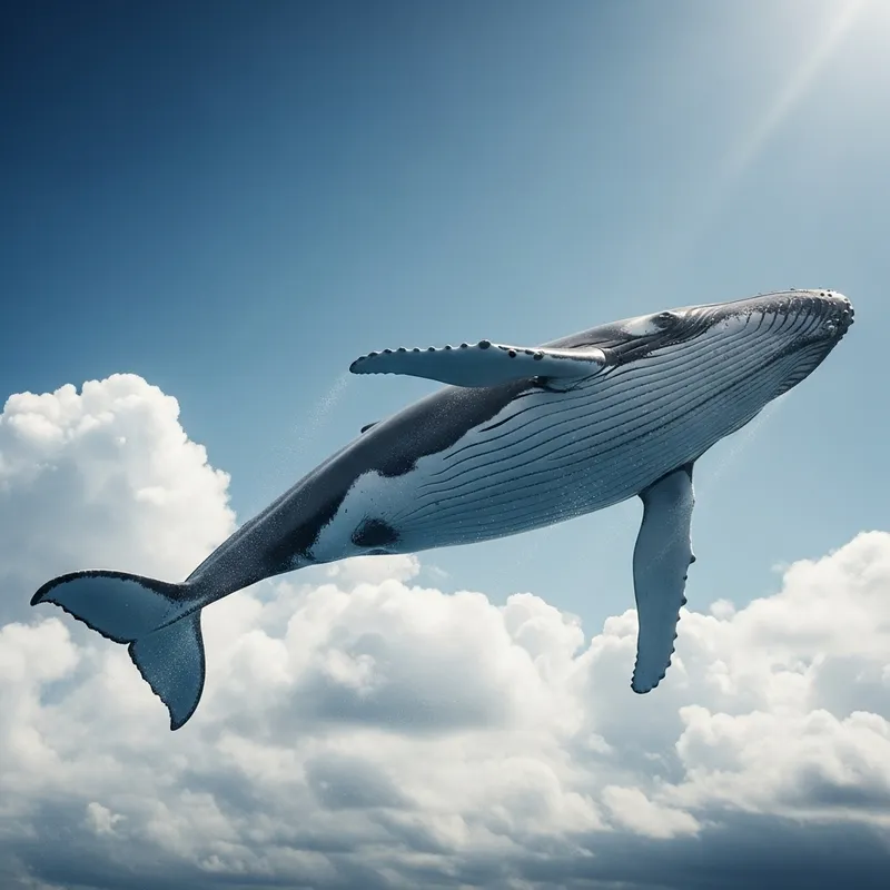 Whale Soaring in Sky - Awe-Inspiring Celestial Surrealism