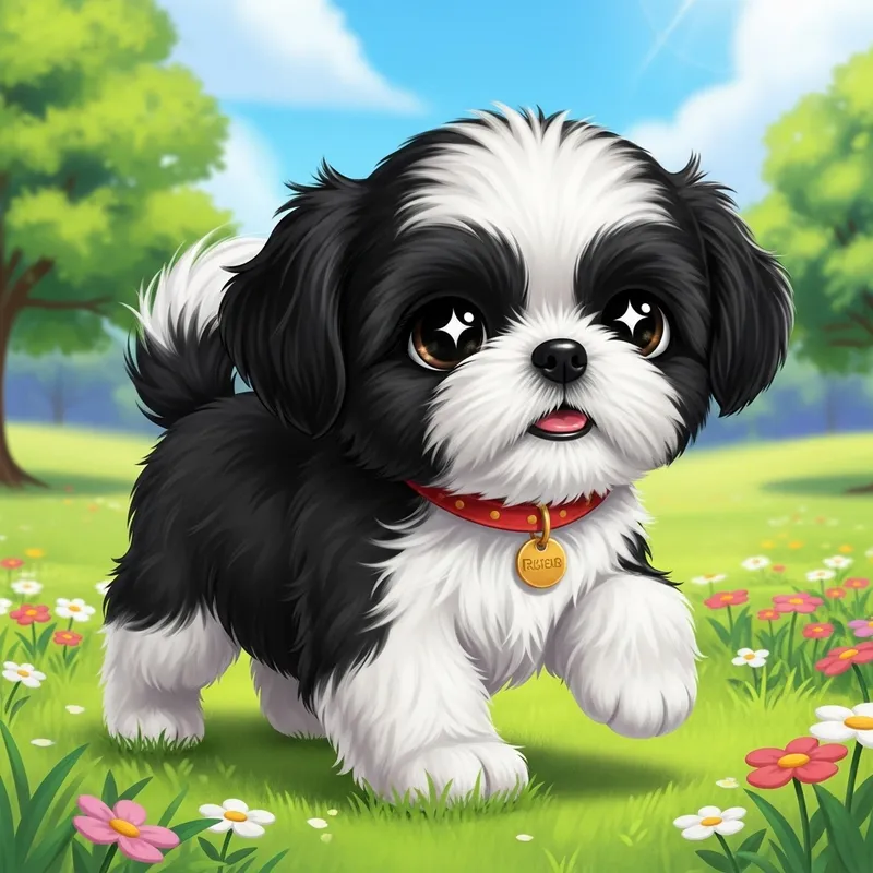 Adorable Disney Black & White Shih Tzu Puppy Adorable Disney Black & White Shih Tzu Puppy