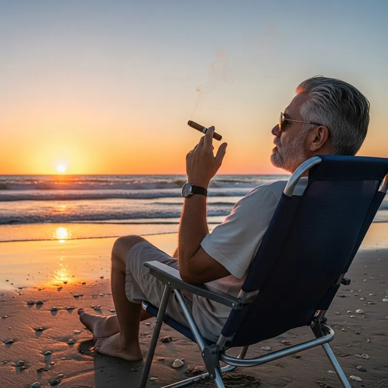 Oldan - Well-Built Man Lounging on Beach at Sunset