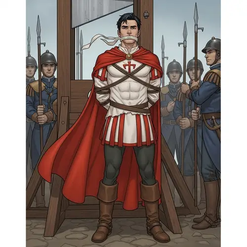 Heroic Prince's Bravery | Execution by Guillotine Illustration