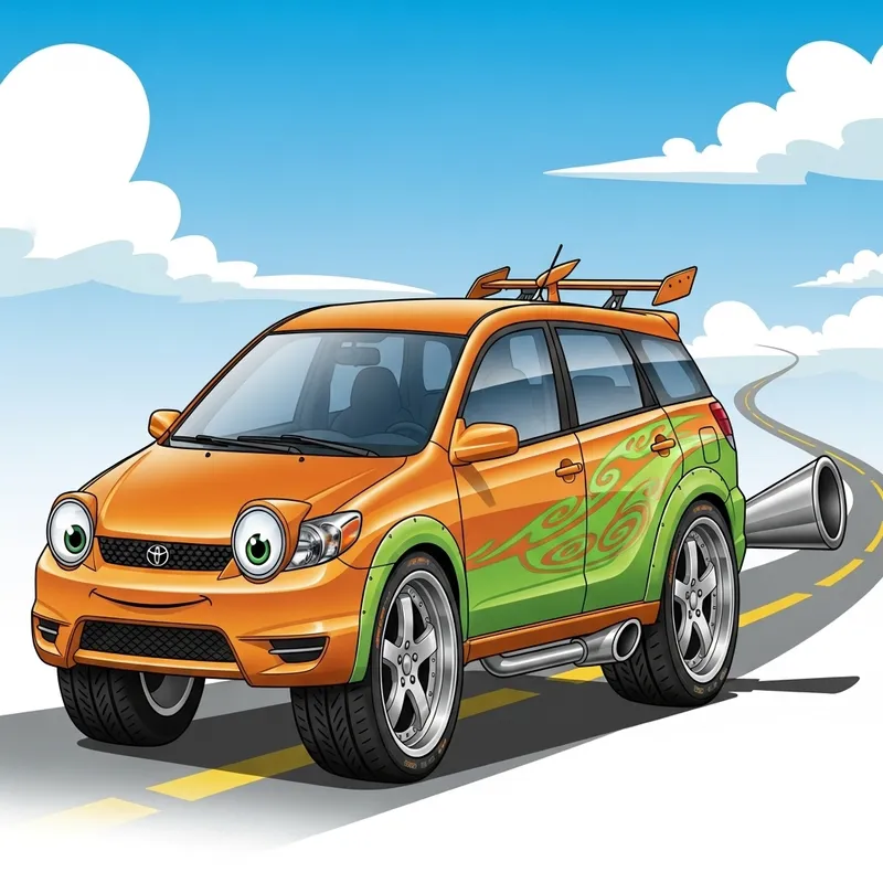 Cartoon Toyota Matrix Mtheory 2007 - Exaggerated Caricature Design