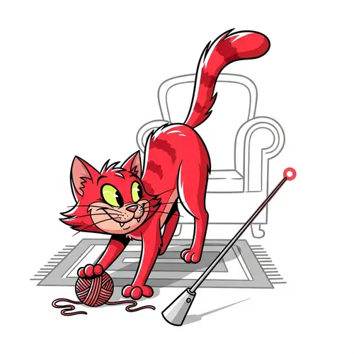 Whimsical Red-Haired Cartoon Cat inspired by 1980s Animation Trends