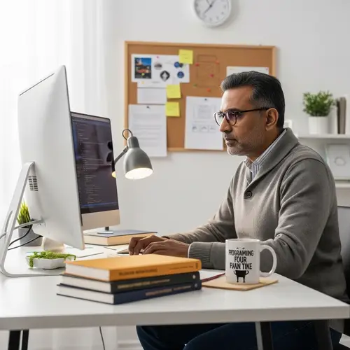 Skilled South Asian Programmer at Work