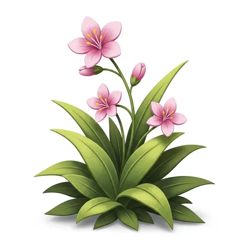 Whimsical Cartoon Botanical Illustration with Pink Petals
