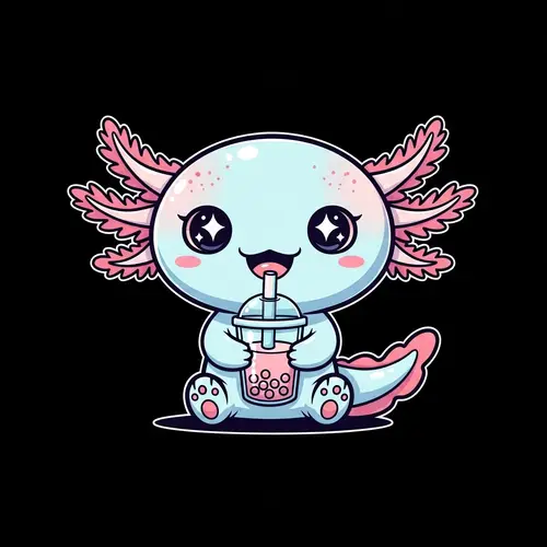 Adorable Axolotl Kawaii-Style Digital Illustration