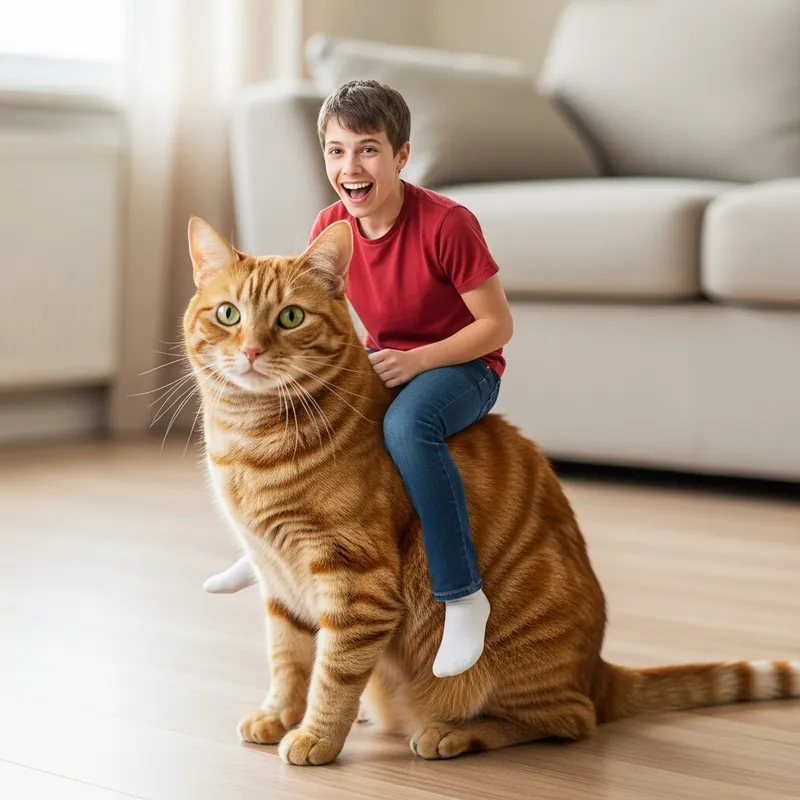 Adorable Ginger Cat and Owner in Cozy Setting