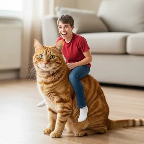 Ginger Cat With Green Eyes in a Living Room