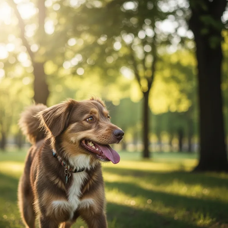 Happy Dog Playing in Beautiful Park