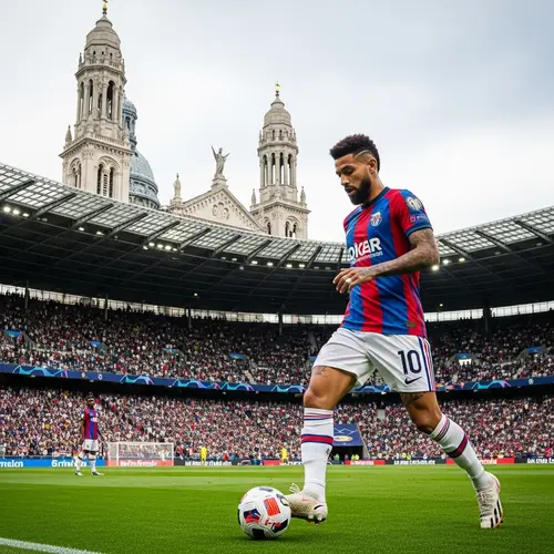 Skilled Male Footballer with Mohican Hairstyle in European Stadium 2024