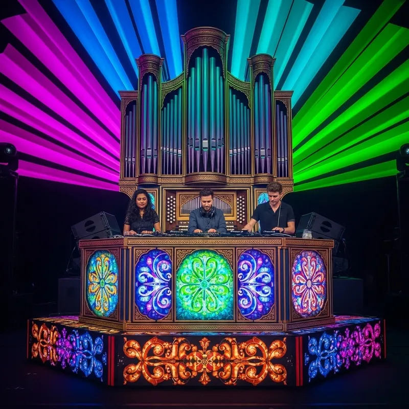 Colorful Music Organ on DJ Stage