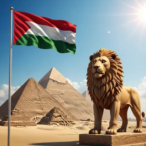 Classic Egyptian Pyramid Architecture with Majestic Lion