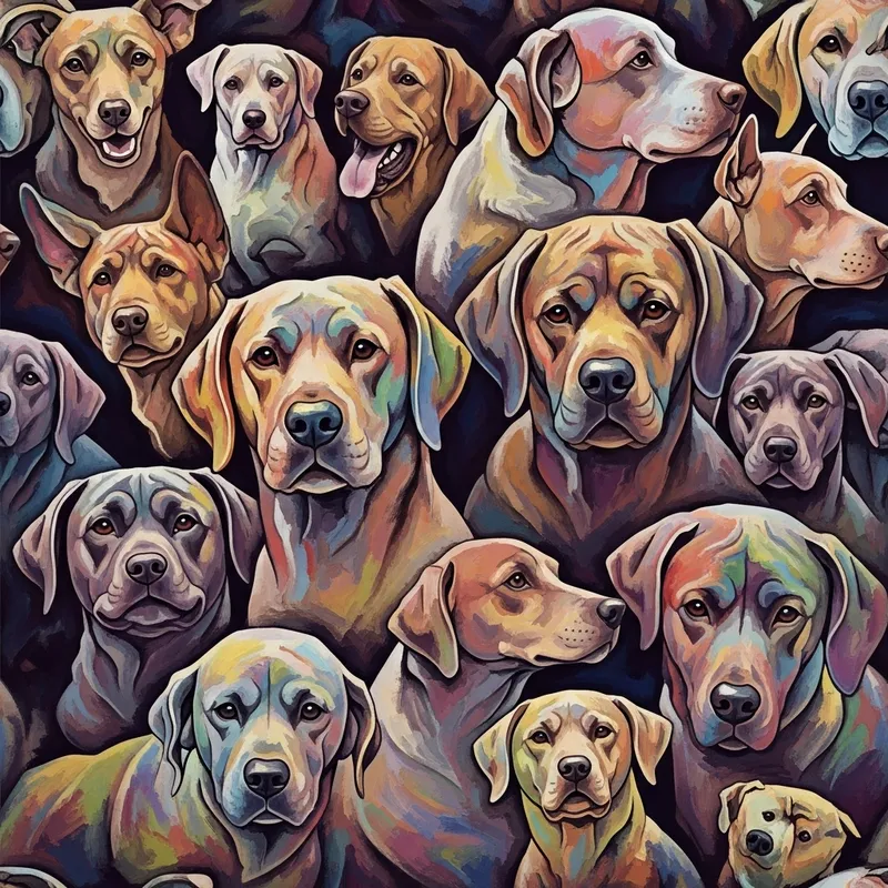 Abstract Dog Art - Colorful Canines
