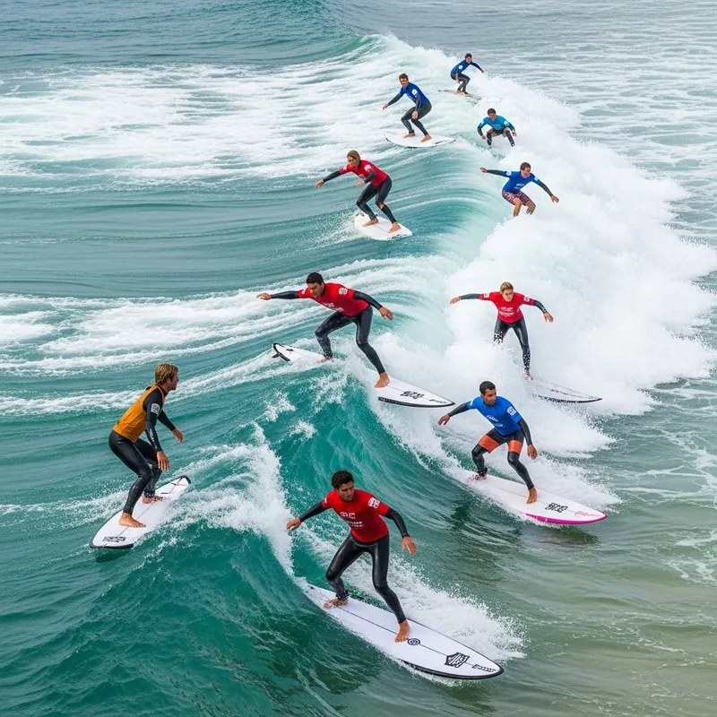 Diverse Surfers Enjoying Waves at Surfers Paradise Beach