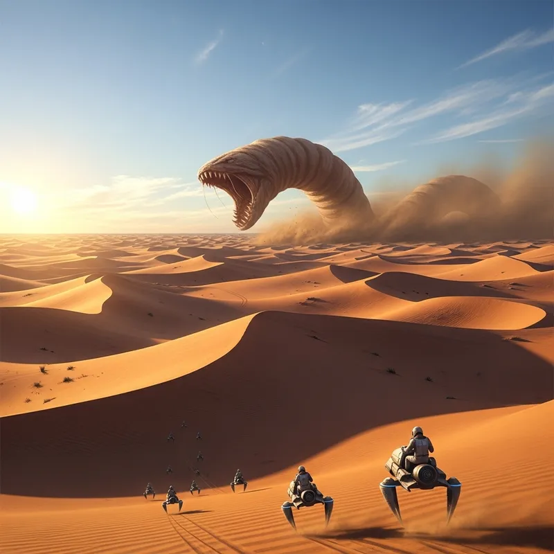 Epic Illustrations of Dune: Frank Herbert's Desert Sandworms