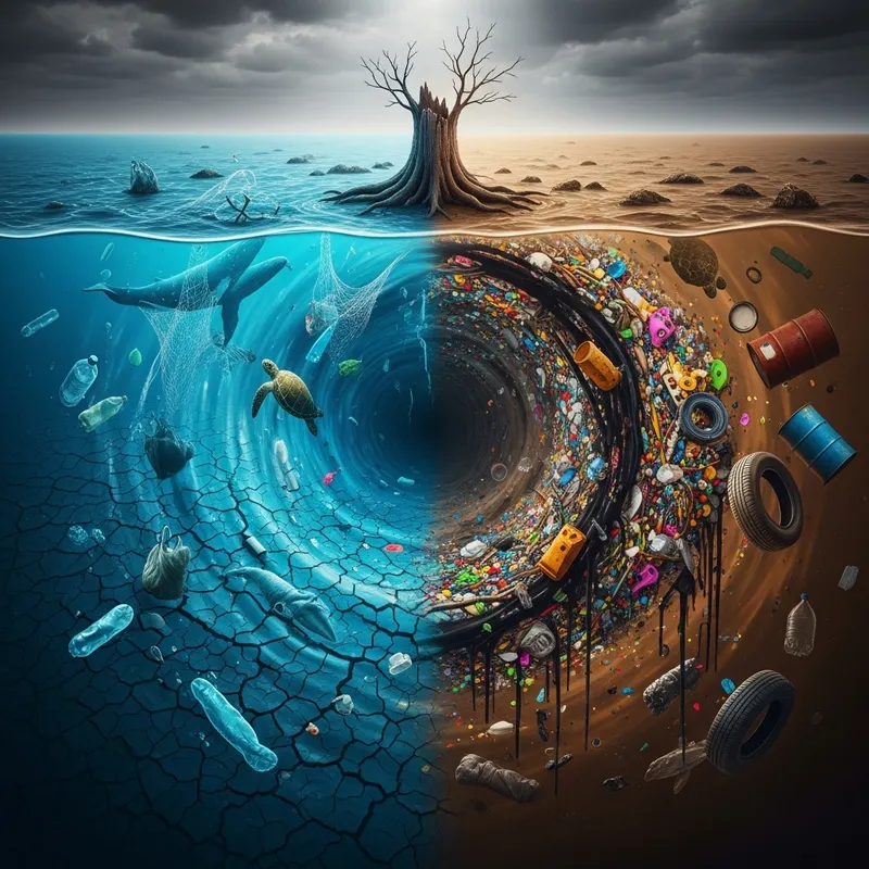 Water Crisis and Plastic Pollution - Abstract Art