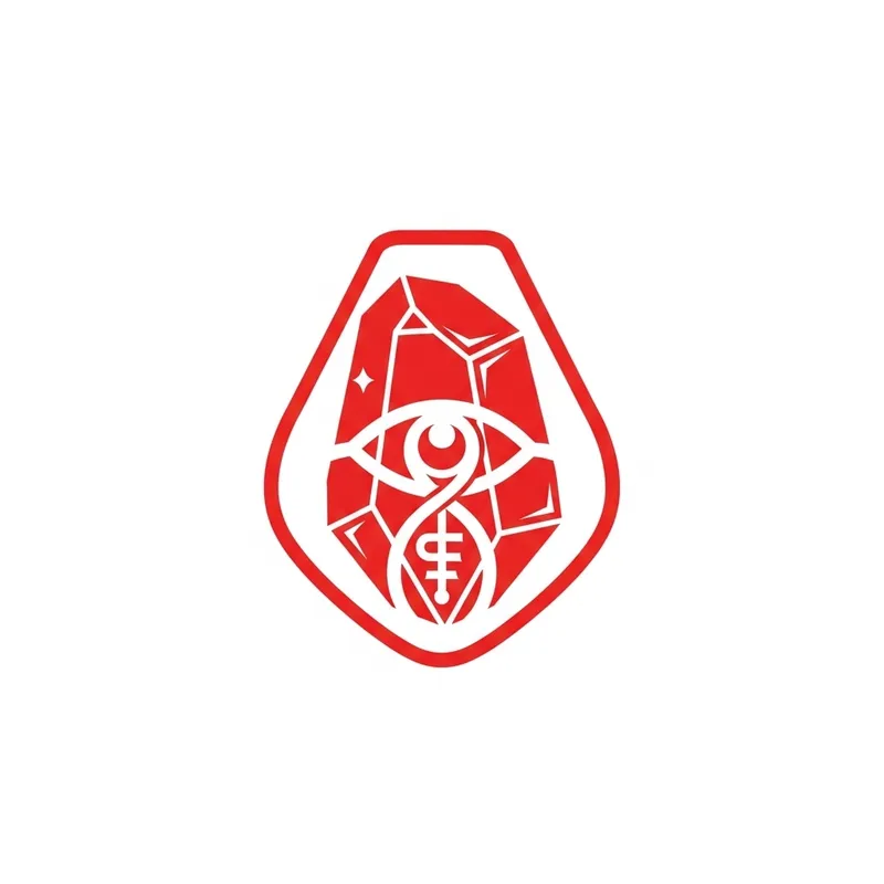 Simple Philosopher's Stone Logo in Red & White | Wisdom Symbol