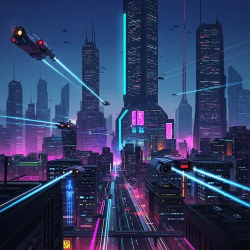 Neon Cyberpunk Cityscape: Vibrant Digital Painting